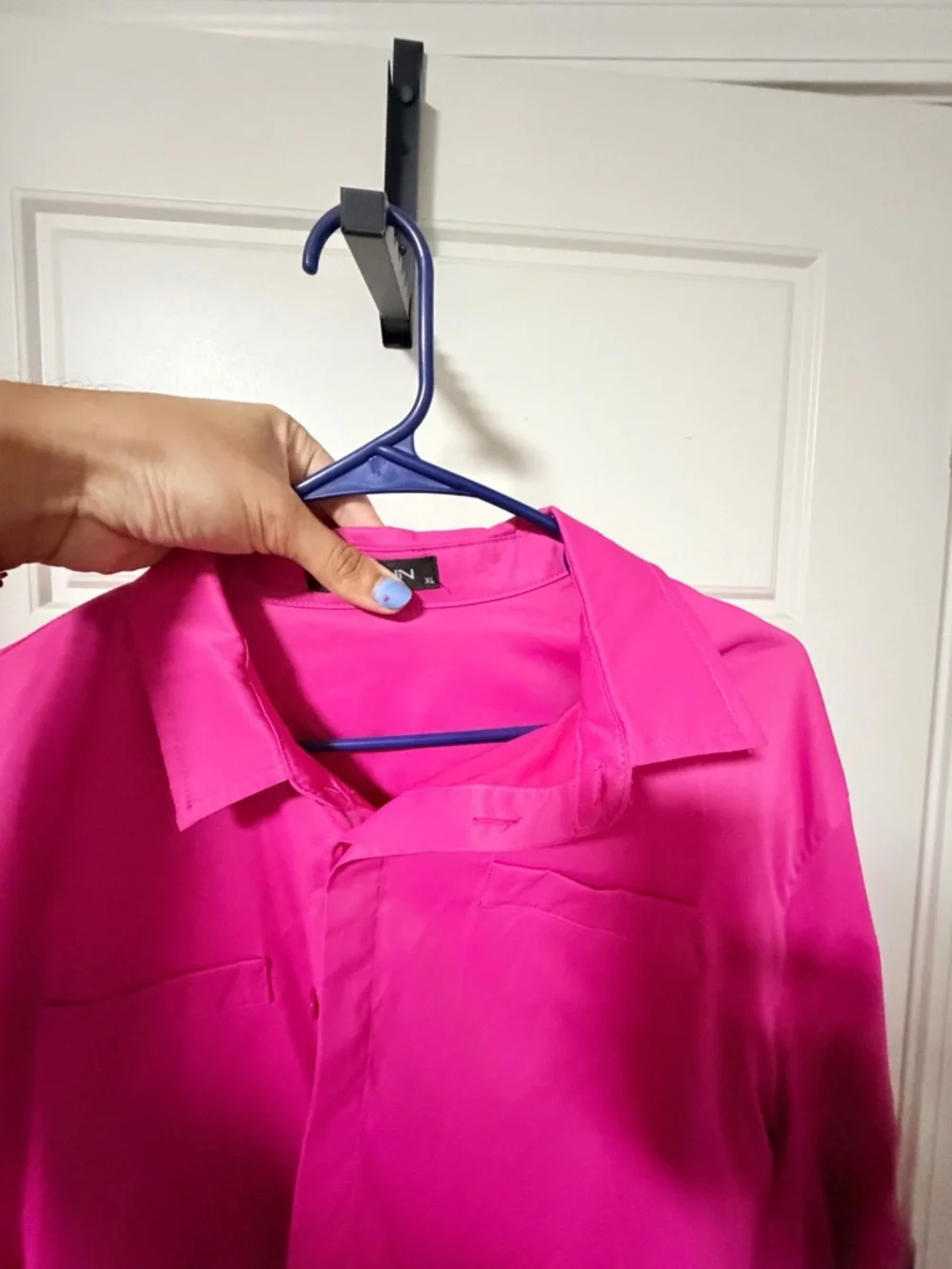 Bright Pink Long Sleeve Blouse - Picture 5 of 6